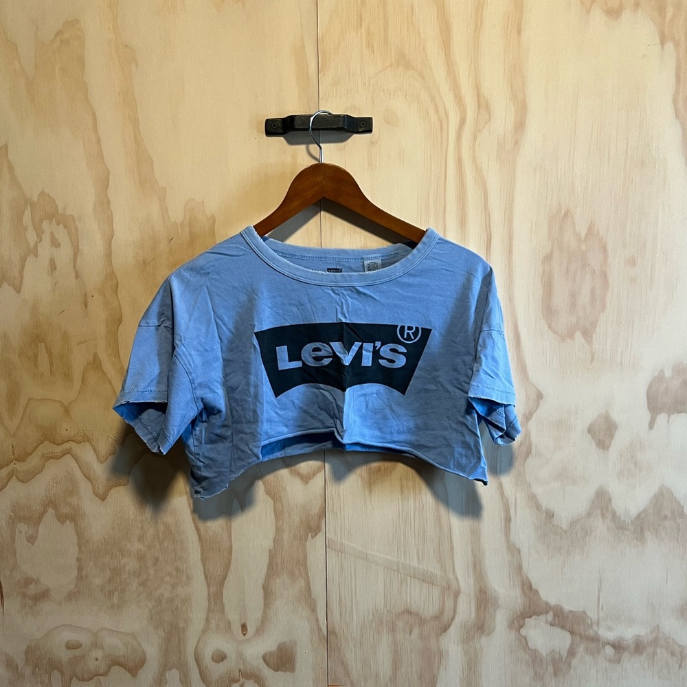 Levi’s The Perfect Tee Distressed Cropped S Blue